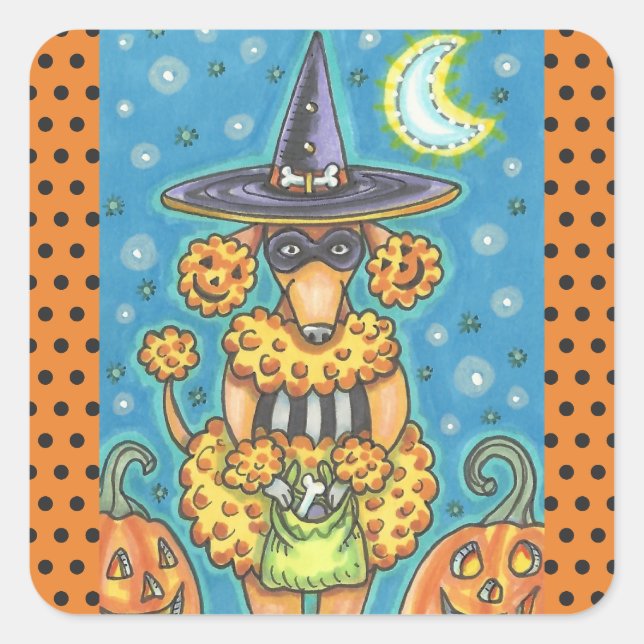 HALLOWEEN PUMPKIN POODLE STICKERS SHEET Square (Front)