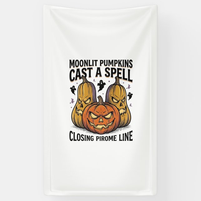 Halloween Pumpkin Quote Moonlit Jack O Lantern Eng Banner (Vertical)