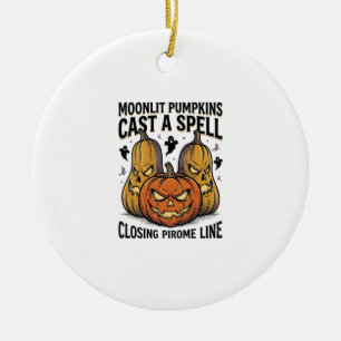 Halloween Pumpkin Quote Moonlit Jack O Lantern Eng Ceramic Tree Decoration