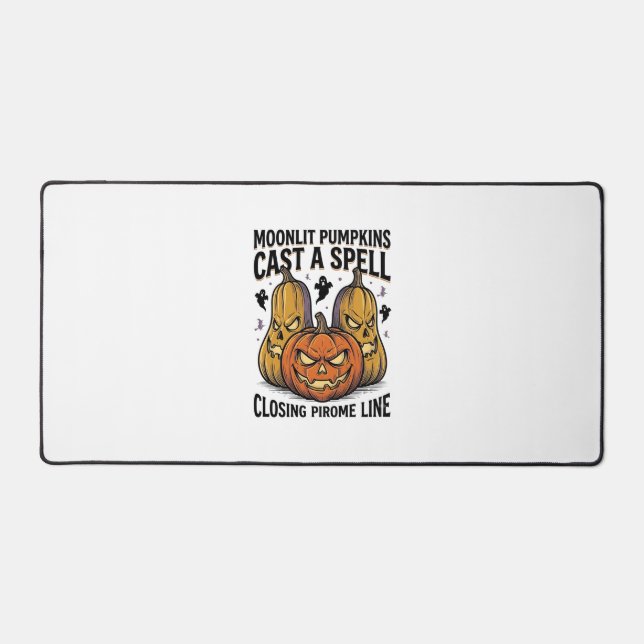 Halloween Pumpkin Quote Moonlit Jack O Lantern Eng Desk Mat (Front)