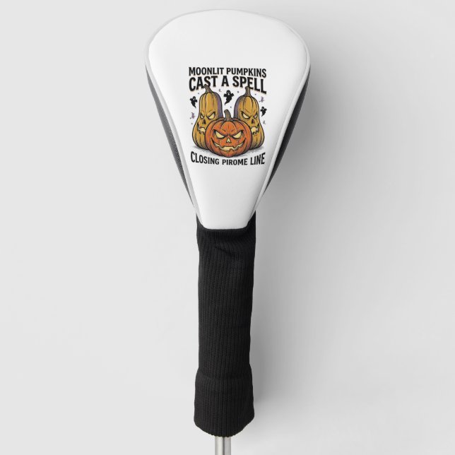 Halloween Pumpkin Quote Moonlit Jack O Lantern Eng Golf Head Cover (Front)