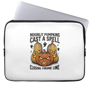 Halloween Pumpkin Quote Moonlit Jack O Lantern Eng Laptop Sleeve