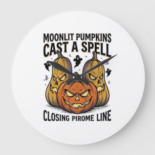 Halloween Pumpkin Quote Moonlit Jack O Lantern Eng Large Clock