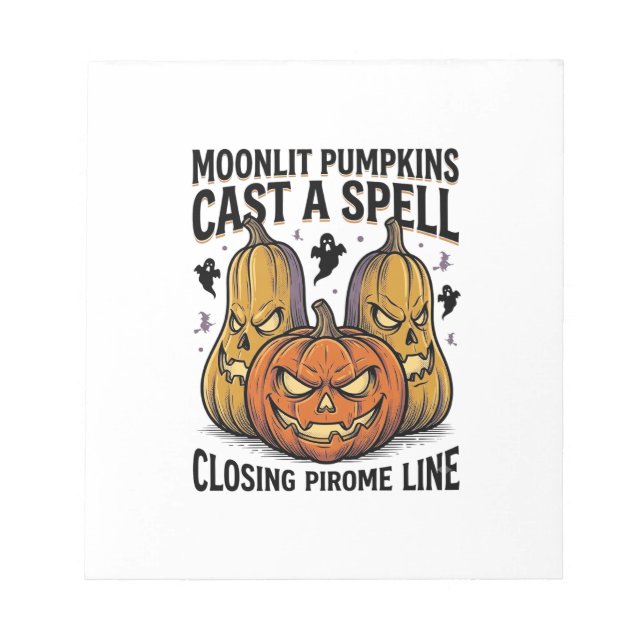 Halloween Pumpkin Quote Moonlit Jack O Lantern Eng Notepad (Front)