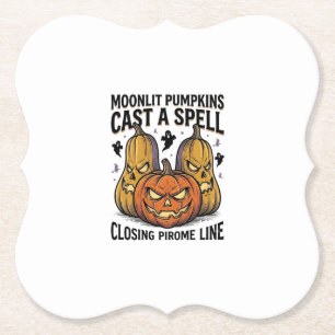 Halloween Pumpkin Quote Moonlit Jack O Lantern Eng Paper Coaster