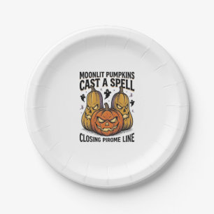 Halloween Pumpkin Quote Moonlit Jack O Lantern Eng Paper Plate