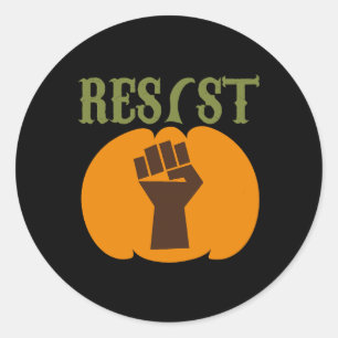 Halloween Pumpkin Resist Political Men Women Kids Classic Round Sticker