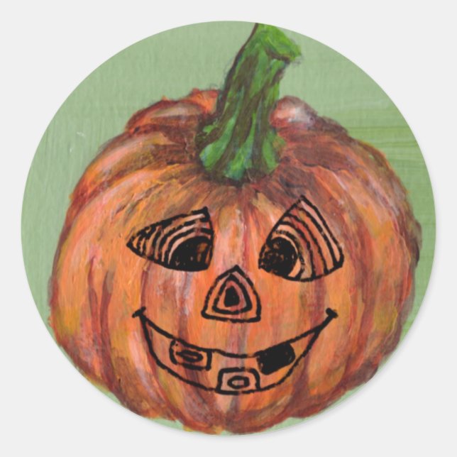 Halloween Pumpkin round sticker,envelope sealer Classic Round Sticker (Front)