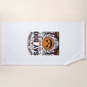 Halloween Pumpkin Say Boo Scary Vintage_1 Beach Towel