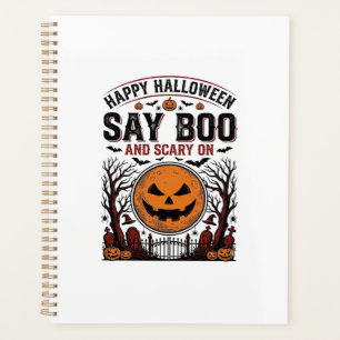 Halloween Pumpkin Say Boo Scary Vintage_1 Planner