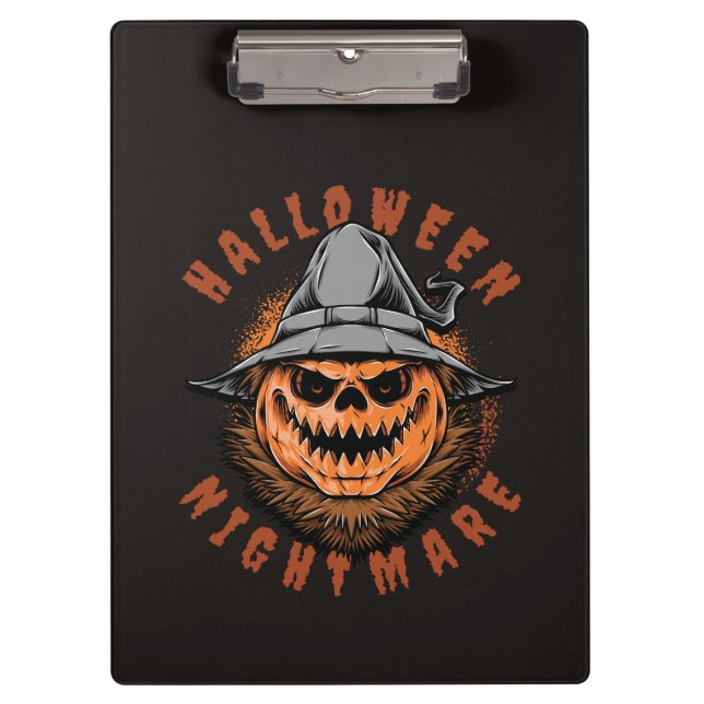 Halloween Pumpkin Scarecrow Design Clipboard (Front)
