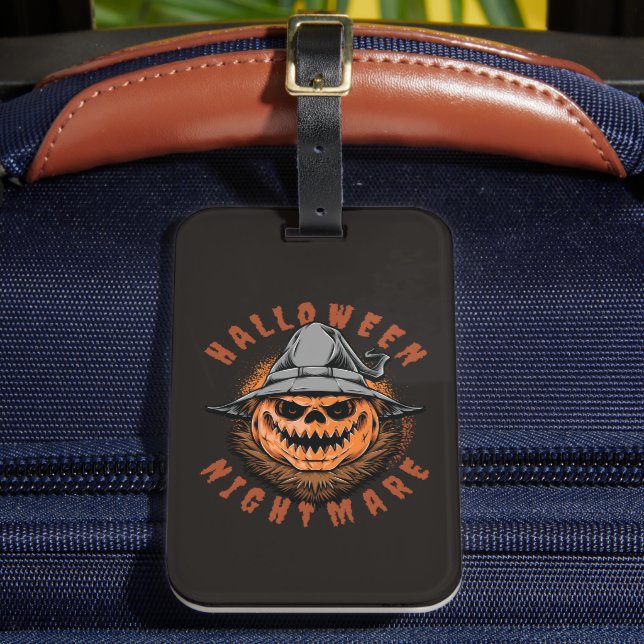 Halloween Pumpkin Scarecrow Design Luggage Tag (Front Insitu 2)