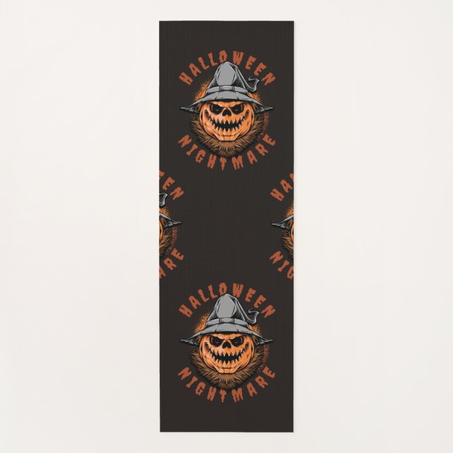 Halloween Pumpkin Scarecrow Design Yoga Mat (Front)