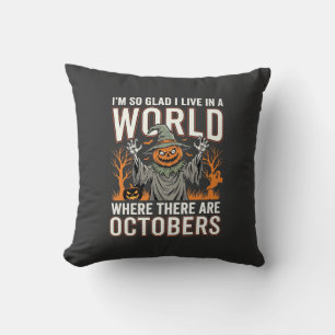 Halloween Pumpkin Scarecrow October World Vintage Cushion