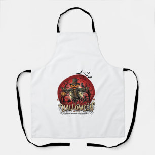 Halloween Pumpkin Scarecrow Raven Bats_1 Apron
