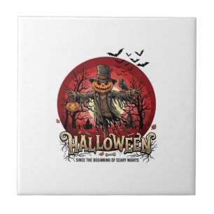 Halloween Pumpkin Scarecrow Raven Bats_1 Tile