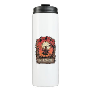 Halloween Pumpkin Scarecrow Witches Full Moon_1 Thermal Tumbler