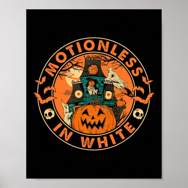 Halloween Pumpkin Scary Fun Motionlesses In White  Poster (Front)