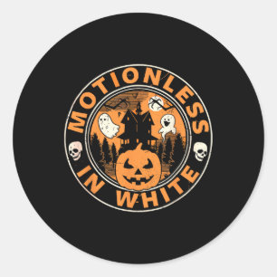 Halloween Pumpkin Scary Funny Motionlesses In Whit Classic Round Sticker