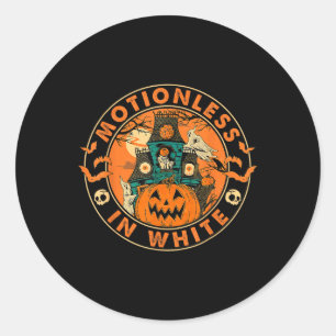 Halloween Pumpkin Scary Funny Motionlesses In Whit Classic Round Sticker