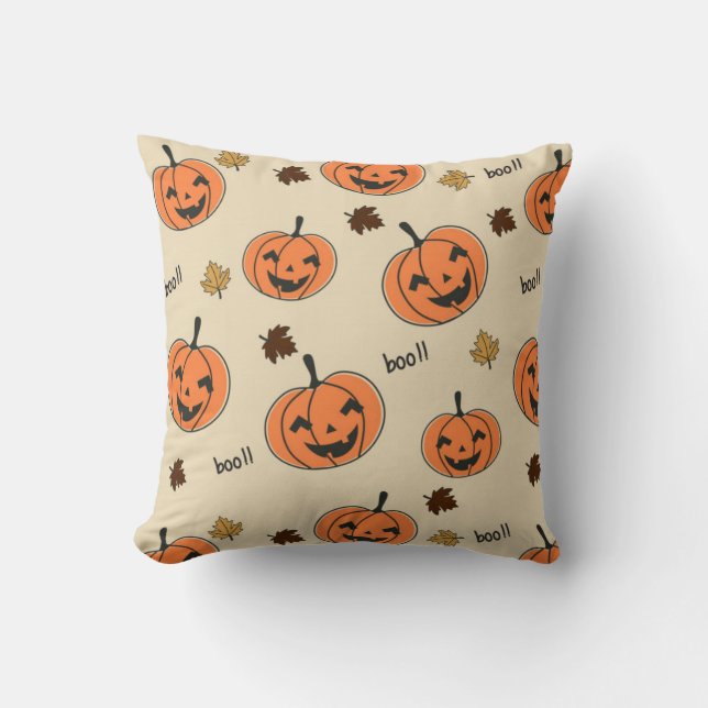 Halloween Pumpkin Seamless Pattern Cushion (Front)