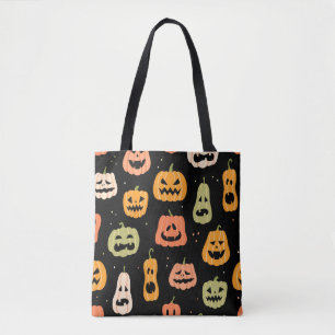 Halloween pumpkin seamless pattern. Hand drawn ill Tote Bag