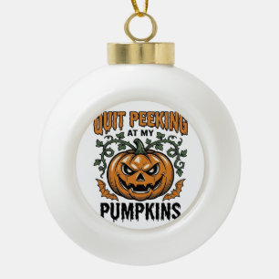 Halloween Pumpkin Shirt Vintage Engraving Joke_1 Ceramic Ball Christmas Ornament