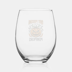 Halloween Pumpkin Shirt Vintage Engraving Joke_1 Stemless Wine Glass