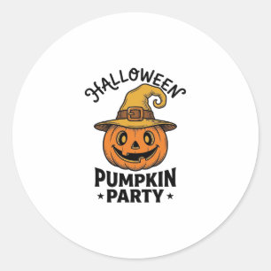 Halloween Pumpkin Shirt Vintage Witch Hat Fun_1 Classic Round Sticker