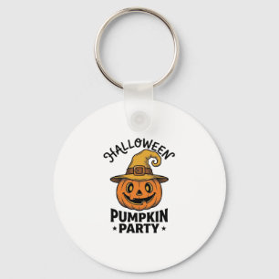 Halloween Pumpkin Shirt Vintage Witch Hat Fun_1 Key Ring