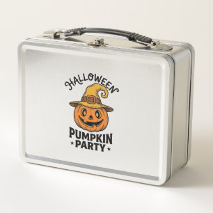 Halloween Pumpkin Shirt Vintage Witch Hat Fun_1 Metal Lunch Box