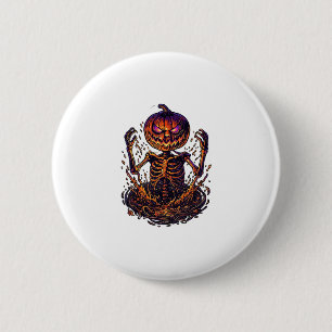 Halloween Pumpkin Skeleton Magic Portal Flames_1 6 Cm Round Badge