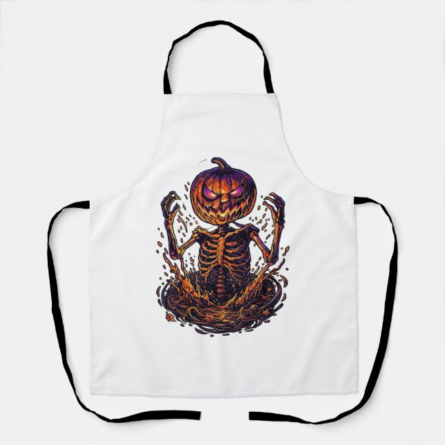 Halloween Pumpkin Skeleton Magic Portal Flames_1 Apron (Front)