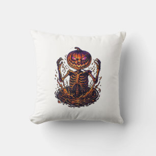 Halloween Pumpkin Skeleton Magic Portal Flames_1 Cushion