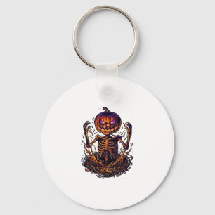 Halloween Pumpkin Skeleton Magic Portal Flames_1 Key Ring