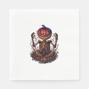 Halloween Pumpkin Skeleton Magic Portal Flames_1 Napkin