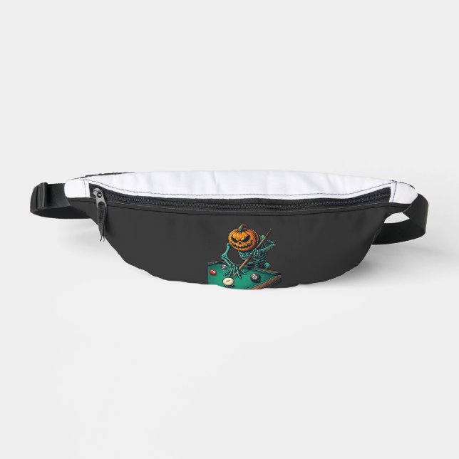 Halloween Pumpkin Skeleton Playing Pool Billiards  Bum Bags (Front)