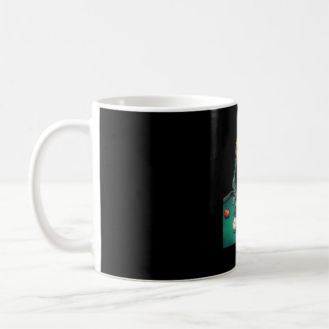 Halloween Pumpkin Skeleton Playing Pool Billiards  Coffee Mug (Left)