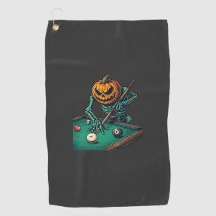 Halloween Pumpkin Skeleton Playing Pool Billiards  Golf Towel