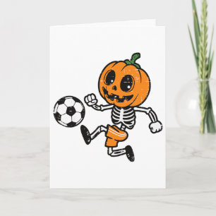 Halloween Pumpkin Skeleton Soccer Footll Costume B Card