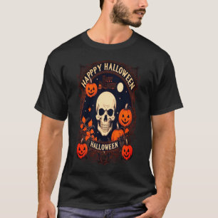 Halloween Pumpkin Skull Basic Dark T-Shirt