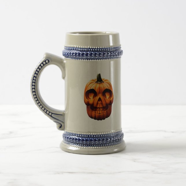 halloween pumpkin skull beer stein (Left)