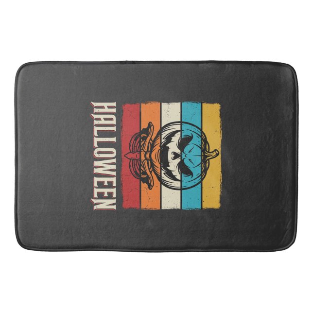 Halloween Pumpkin Skull Retro Vintage Bath Mat (Front)