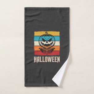 Halloween Pumpkin Skull Retro Vintage Hand Towel