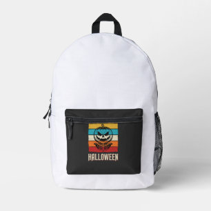 Halloween Pumpkin Skull Retro Vintage Printed Backpack
