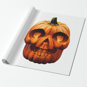 halloween pumpkin skull wrapping paper