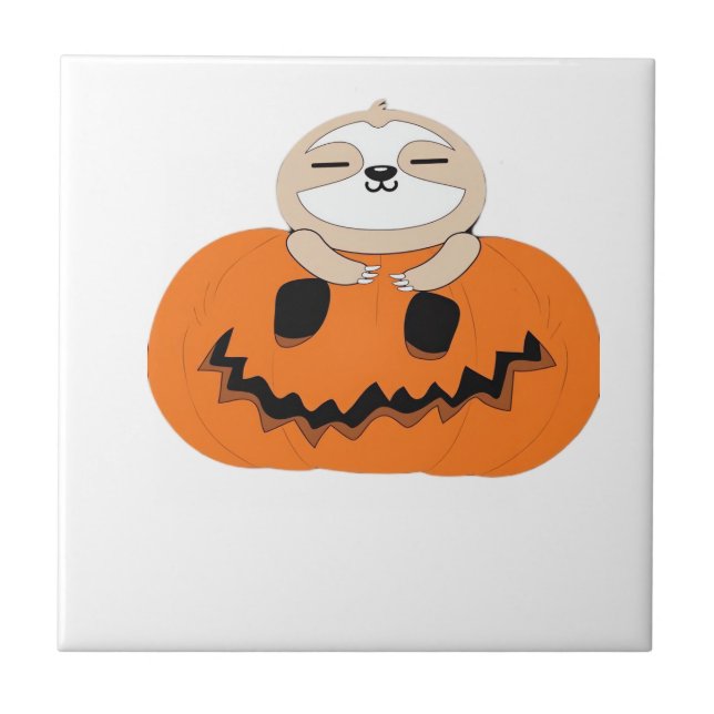 Halloween Pumpkin Sloth Classic T-Shirt Tile (Front)