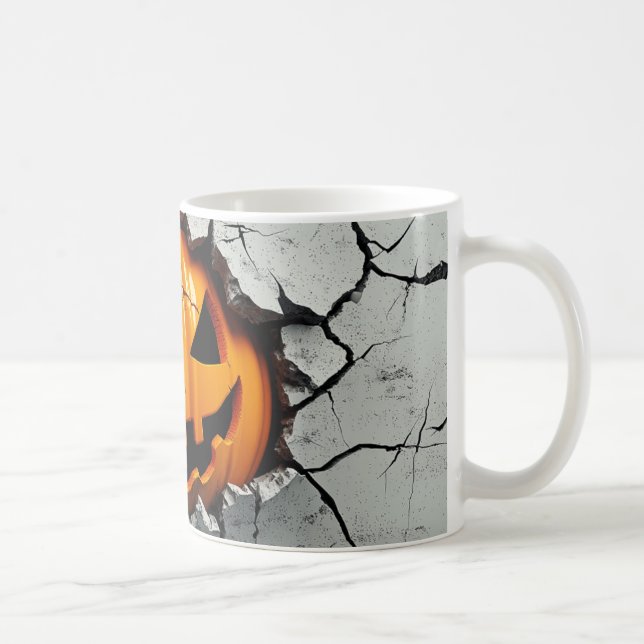 Halloween Pumpkin Smash Mug – Spooky Cracked Wall  (Right)