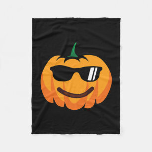 Halloween Pumpkin Smile Face Sungles Costume Funny Fleece Blanket