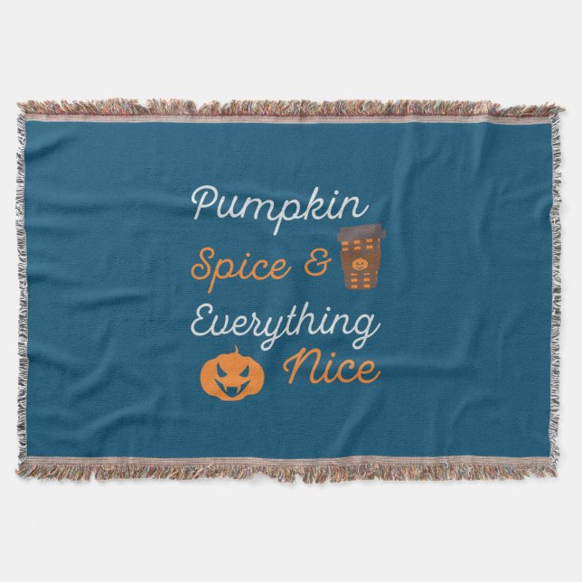 Halloween Pumpkin Spice and Everything Nice Xmas Throw Blanket (Front)